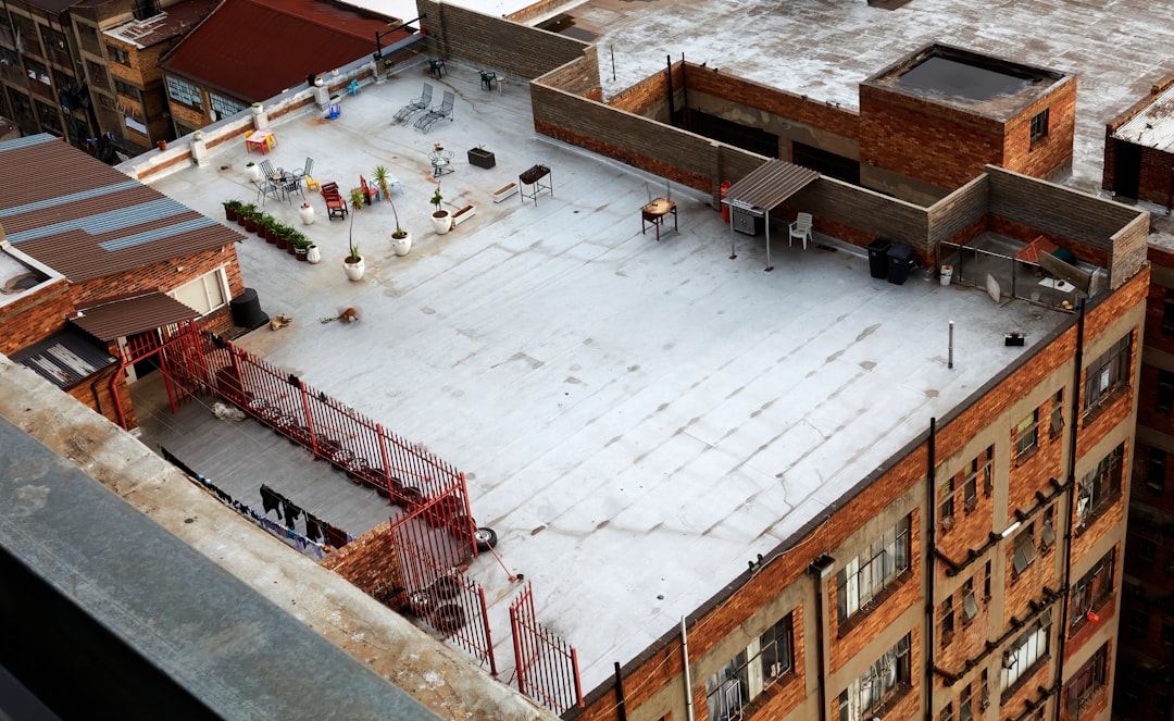 Commercial flat roof on a Jackson, TN business with TPO membrane and HVAC units